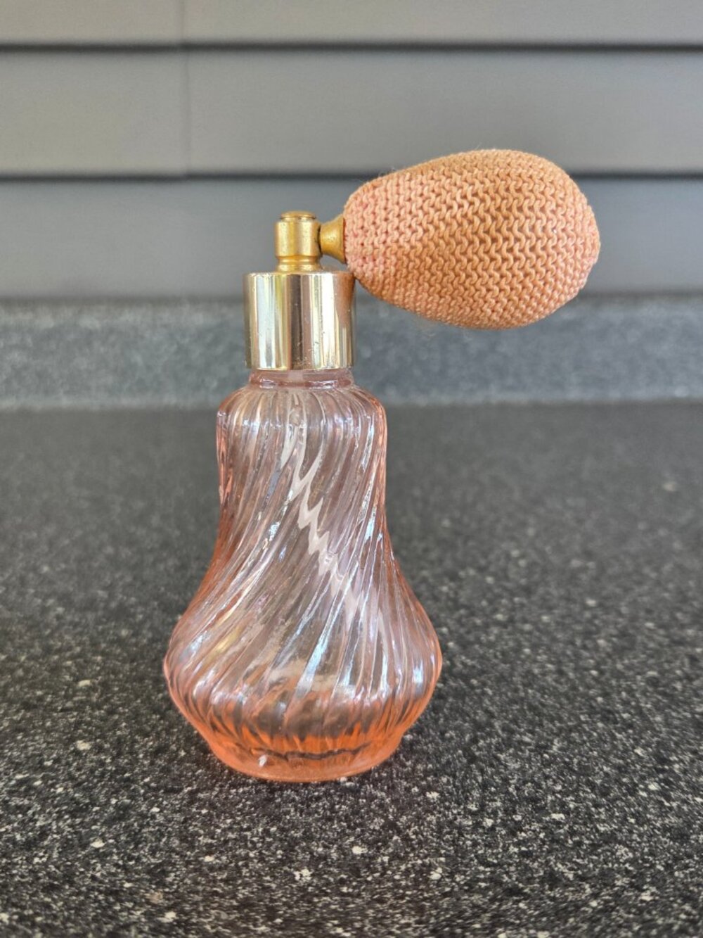 Pink Swirl Glass Perfume with Functional Atomizer 4 1/4 Inch